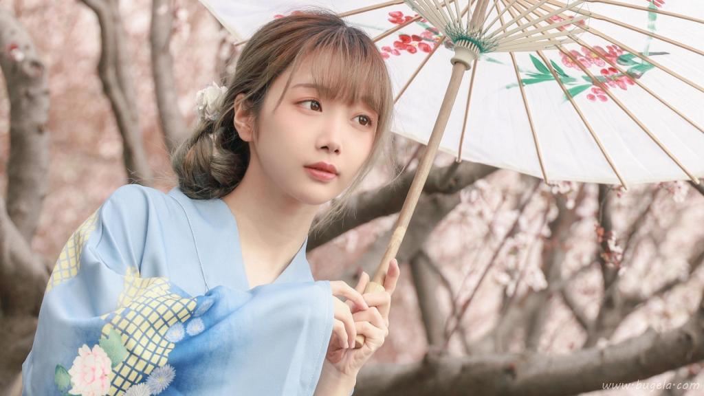 春天樱花季和服美女图片