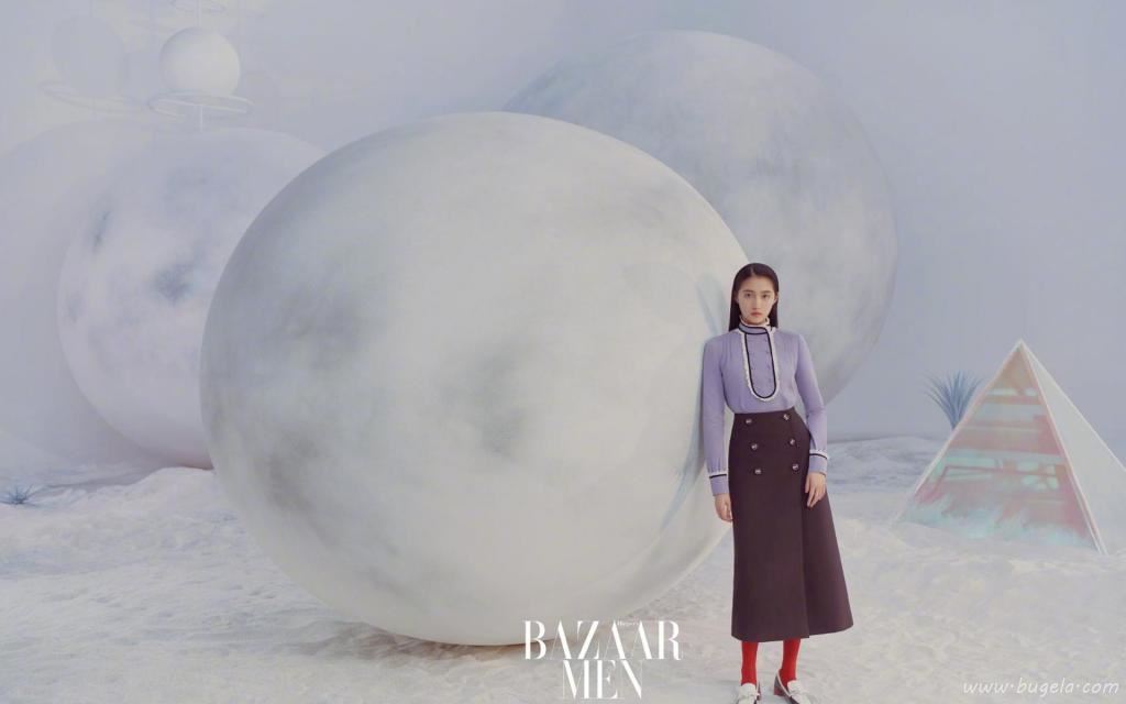 关晓彤未来晨曦妆芭莎男士封面时尚大片迷人写真图片