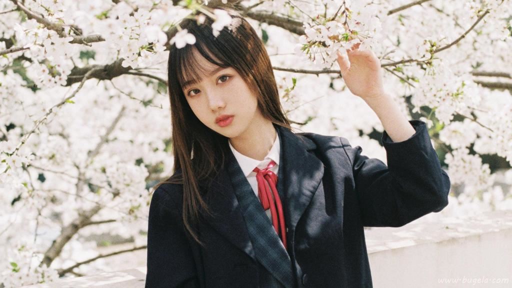 樱花下的美女日系图片