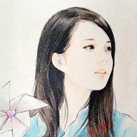 素描头像女生唯美彩色彩铅_微信头像大全图片
