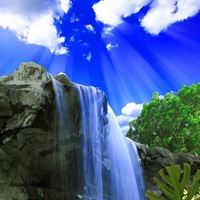 唯美好看的流水生财+小景瀑布景色_微信头像大全图片