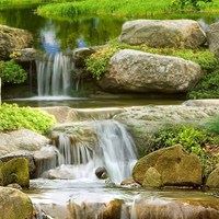唯美好看的流水生财+小景瀑布景色_微信头像大全图片