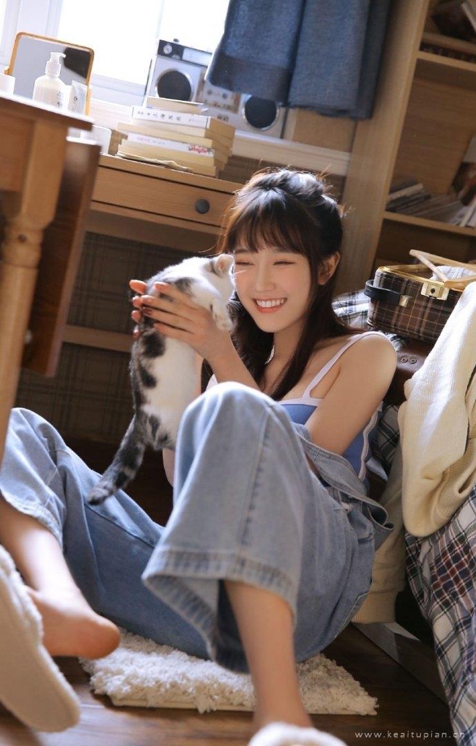 牛仔背带裤美美女吊带香肩私拍