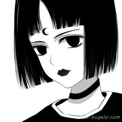 丧系动漫黑白女生头像 黑暗系病娇动漫女头像图片