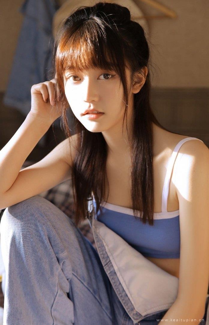 牛仔背带裤美美女吊带香肩私拍