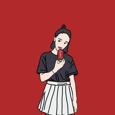穿红色衣服的情侣头像戴墨镜卡通人物 一人一张动漫图片