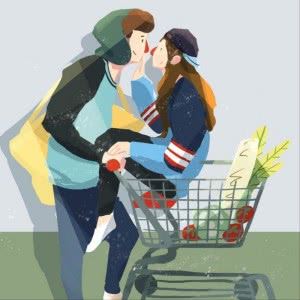 男生给女生扎头发的动漫情侣头像 动漫情侣图片