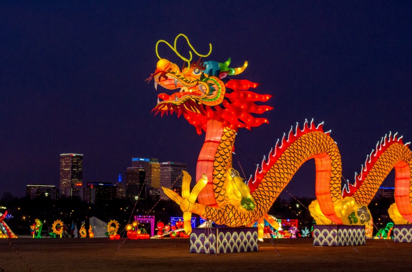 超美绚丽多彩的龙形花灯图片大全