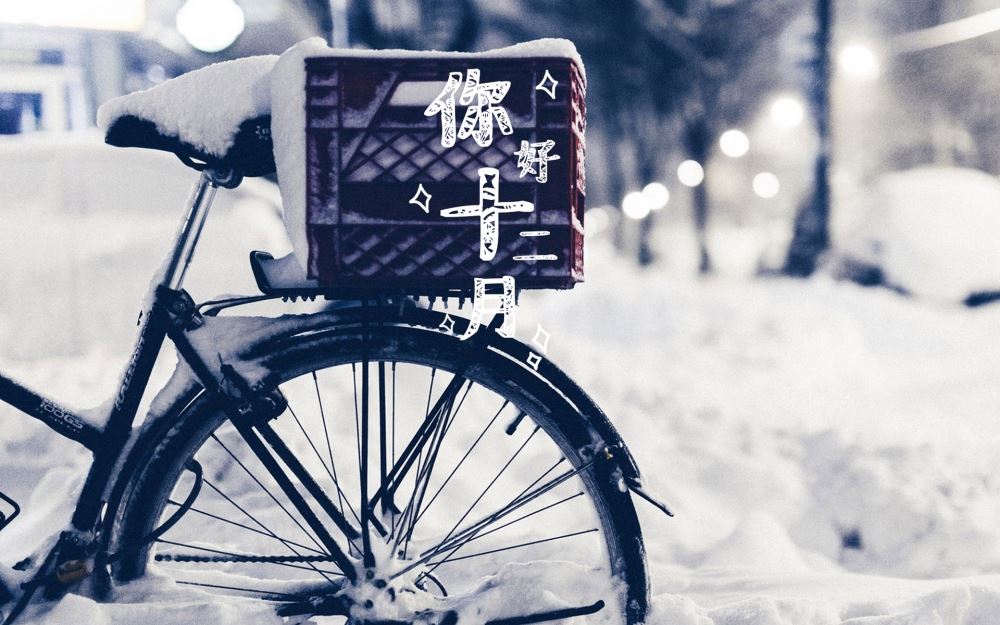 十二月鹅毛大雪美丽的户外大自然风景带文字电脑桌面壁纸图片