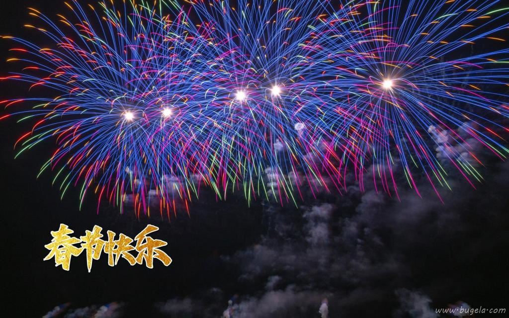 正月初一春节快乐灿烂的烟花图片