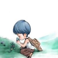 男生侧面闻花头像动漫-男生闻花的头像
