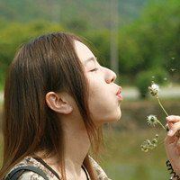 女生吹蒲公英唯美头像_头像蒲公英图片