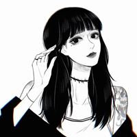 黑白手绘女生头像-手绘美女头像唯美黑白图片高清