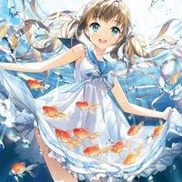 在水里的动漫女生头像-水手服动漫女头像可爱