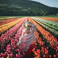 女生在花海的背影唯美图片-背影头像女生唯美漂亮侧面花海