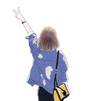 卡通女生背影头像小清新 简单的头像干净女生背影