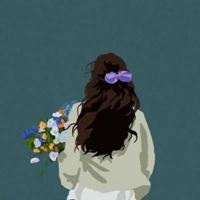图片美女捧花背影-女生抱花束图片