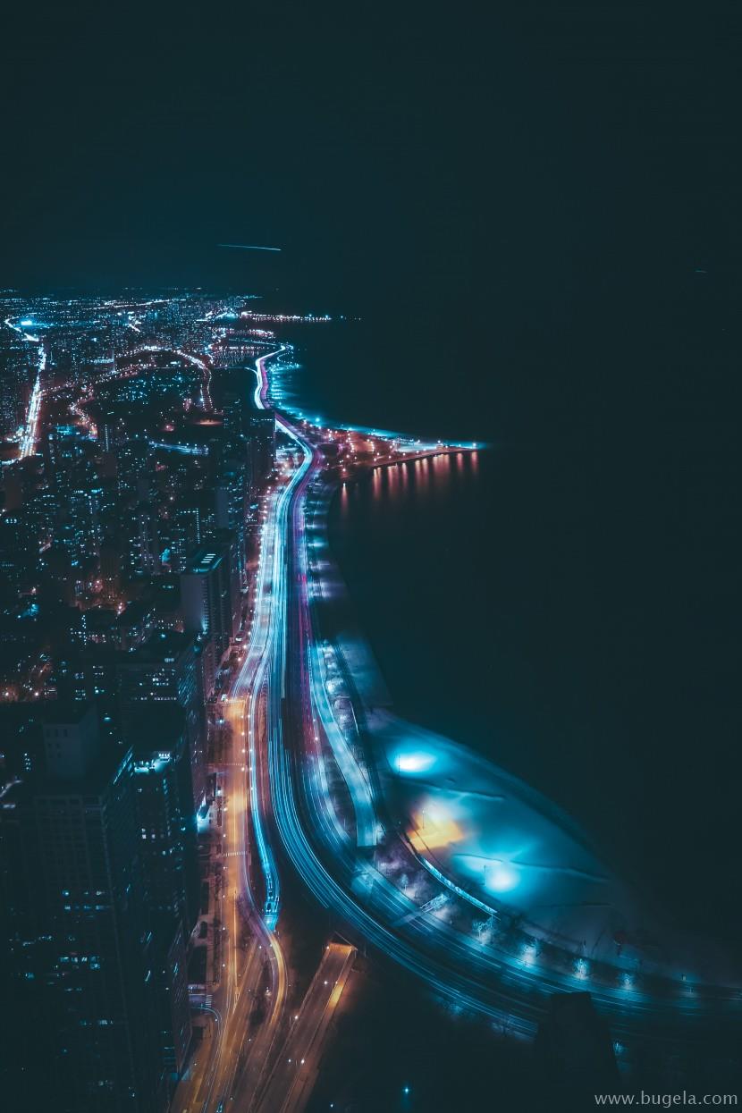 超美城市车流延时摄影图片大全