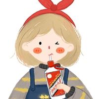 小男孩吸管喝牛奶头像（一个小女孩喝饮料的卡通头像）