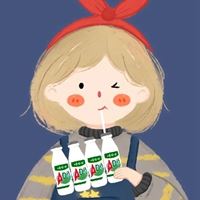 小男孩吸管喝牛奶头像（一个小女孩喝饮料的卡通头像）