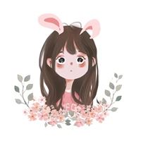 手绘卡通小女孩头像简约|白色可爱壁纸图片卡通