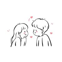 白底简笔画情侣头像（情侣头像简画一对两张可爱）