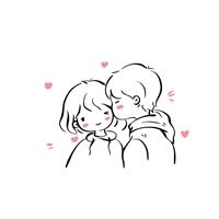 白底简笔画情侣头像（情侣头像简画一对两张可爱）