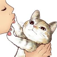 猫咪和主人的头像_女头抱着猫咪的头像