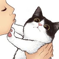 猫咪和主人的头像_女头抱着猫咪的头像