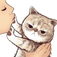 猫咪和主人的头像_女头抱着猫咪的头像