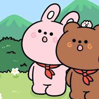 卡通小熊和小兔情侣头像-熊熊和兔兔的情侣头像