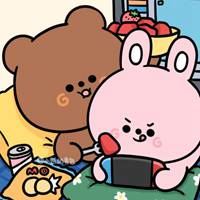 卡通小熊和小兔情侣头像-熊熊和兔兔的情侣头像