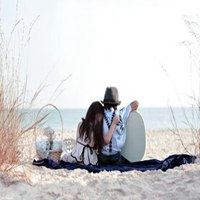 情侣头像海边背影一组|海边头像女生背影图片黄昏坐在沙滩