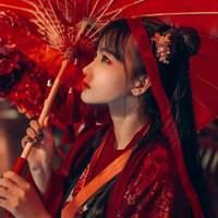 红衣手绘古装女子头像 古风霸气女生头像 红衣