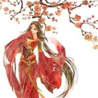 红衣手绘古装女子头像 古风霸气女生头像 红衣
