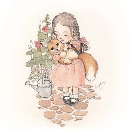 做一个美好有爱的森女孩小插画