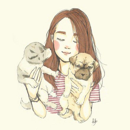 做一个美好有爱的森女孩小插画