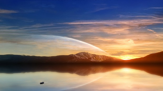 大海日落的唯美夕阳景色图片