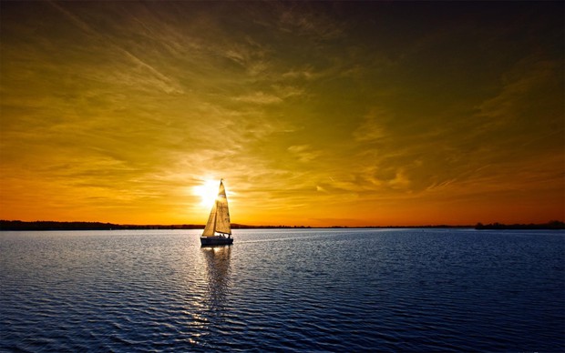 大海日落的唯美夕阳景色图片
