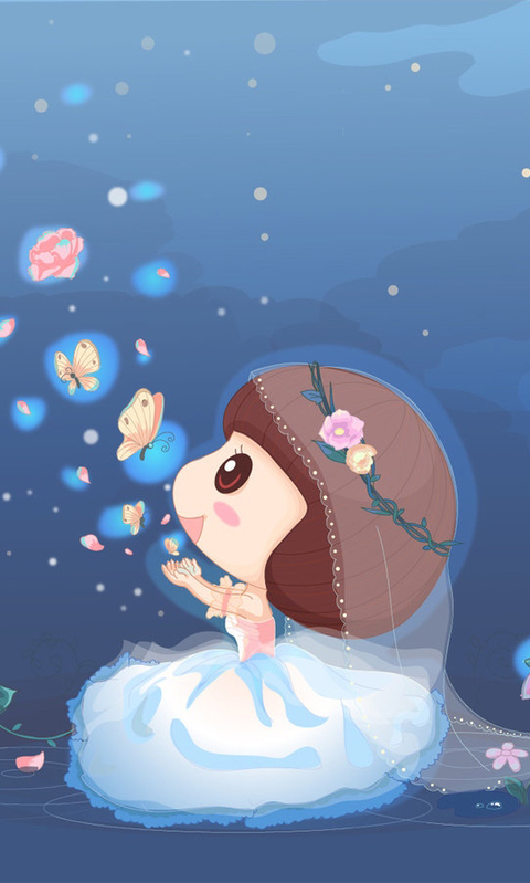 萌萌哒女孩可爱卡通手机图片