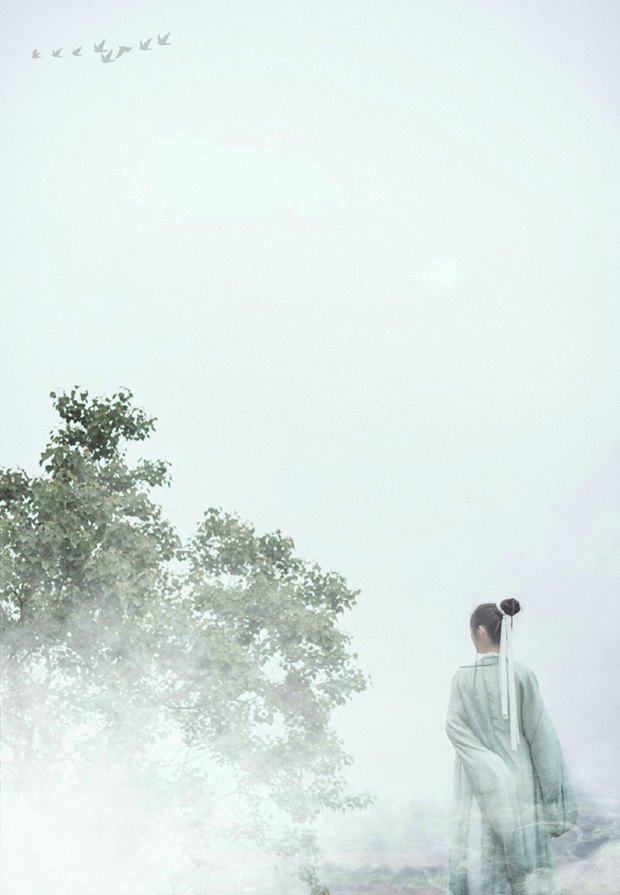 汉服古装长衣吹萧女子诗意