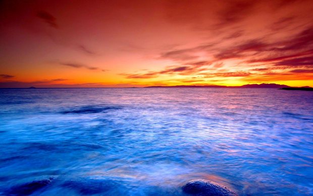 大海日出日落夕阳美丽风景图片