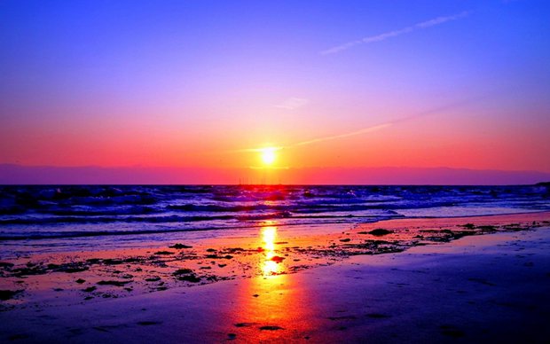 大海日出日落夕阳美丽风景图片
