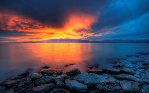 大海日出日落夕阳美丽风景图片