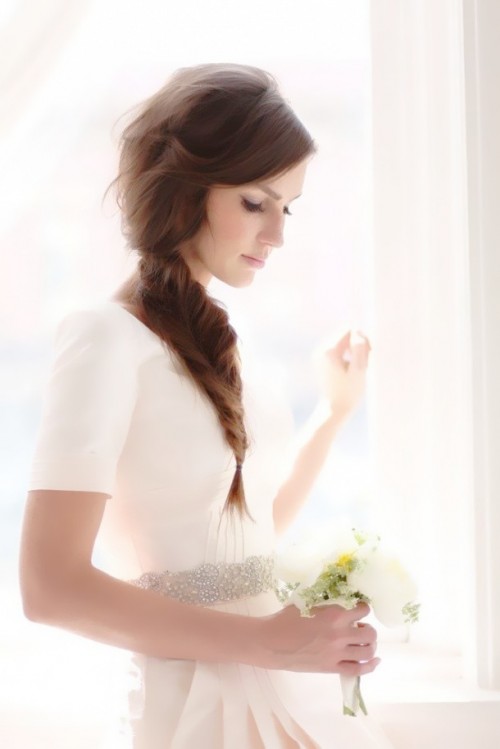 唯美新娘盘头麻花辫子