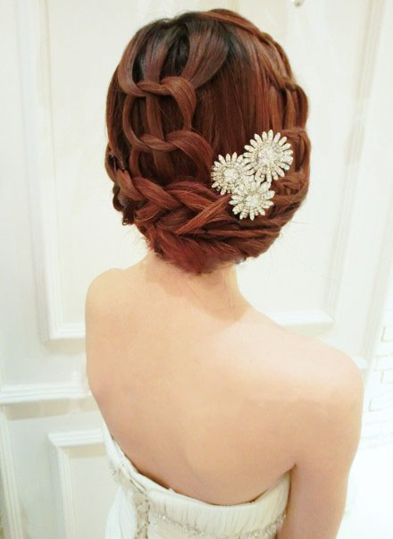 唯美新娘盘头麻花辫子