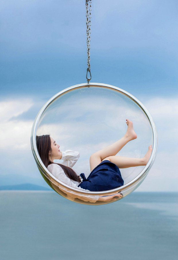 海边清纯美丽长发女神