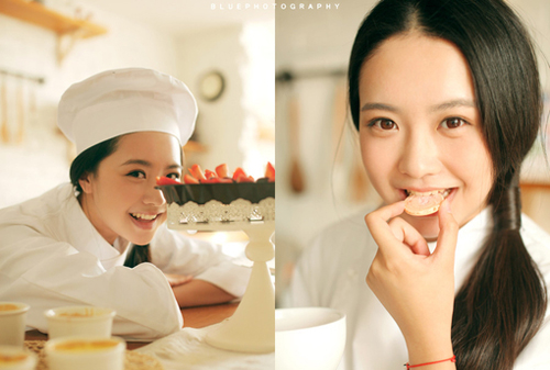 小清新可爱吃货女生图片 