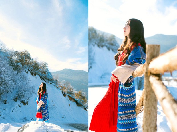 清纯宁静美女雪地里唯美