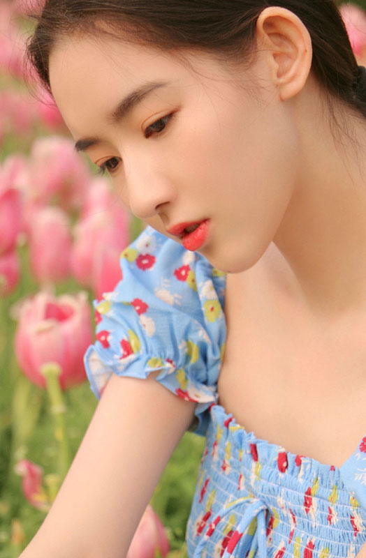 王玉雯碎花裙温婉甜美风写真